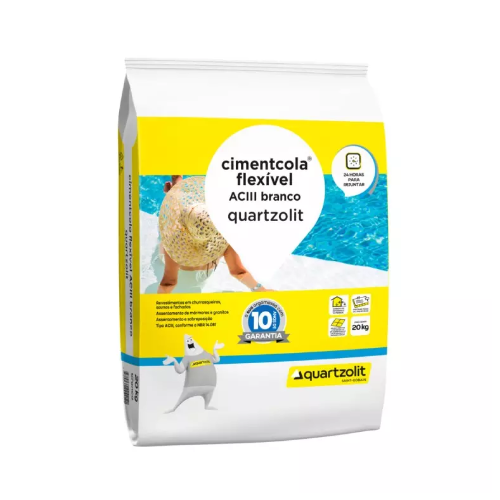Argamassa AC-III Branca Flexível para Porcelana 20Kg Quartzolit